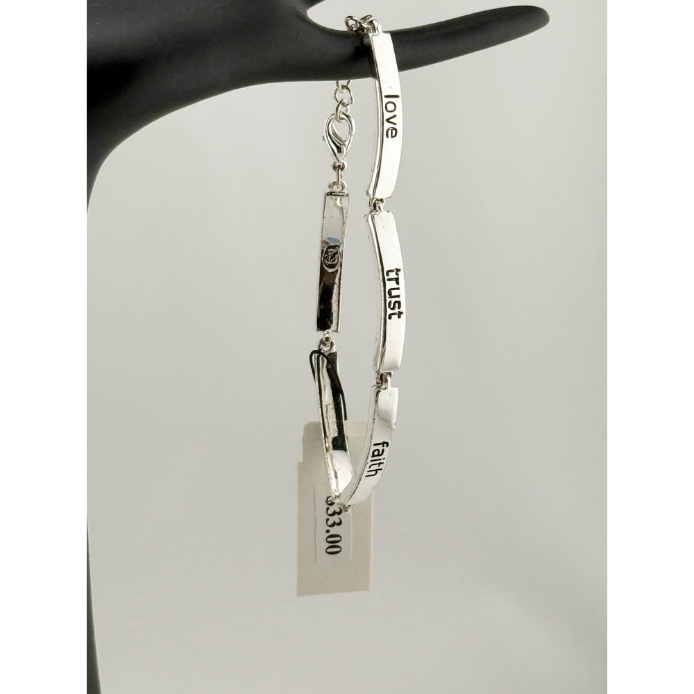 Vintage Premier Designs Silvertone Jointed Family Bracelet 1990's. 8"